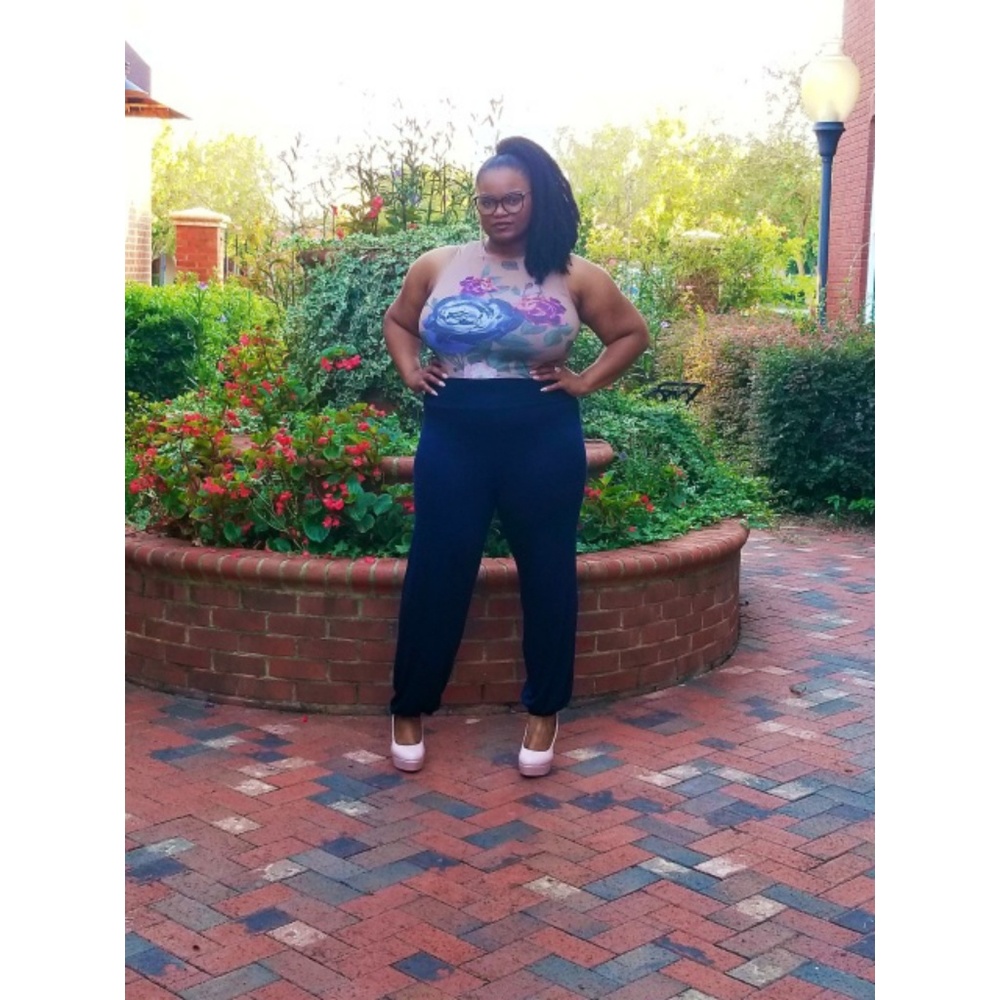 Solid Knit Harem Pants - image 1